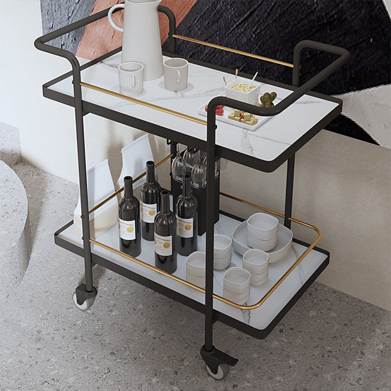 Modern Style Metal Prep Table 33.86"H Rolling Prep Table with Open Storage