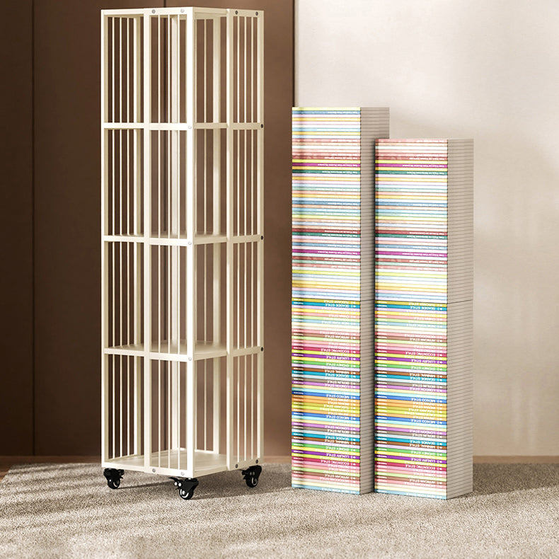 Modern Metal Bookshelf Pure White Standard Open Shelf Vertical Bookcase