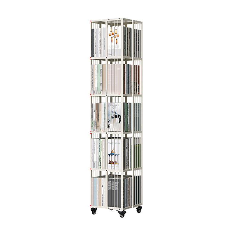 Modern Metal Bookshelf Pure White Standard Open Shelf Vertical Bookcase