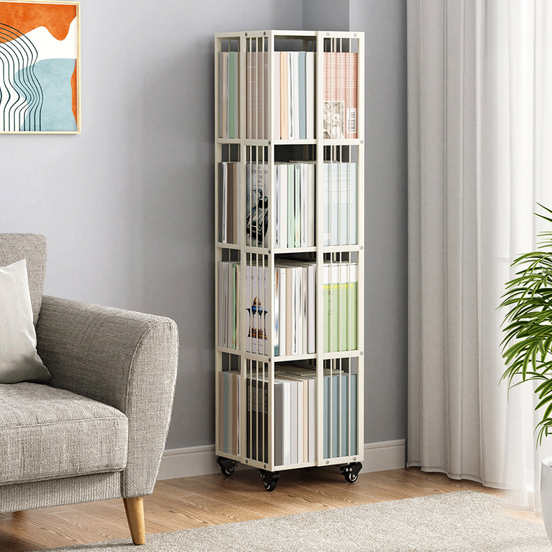 Modern Metal Bookshelf Pure White Standard Open Shelf Vertical Bookcase