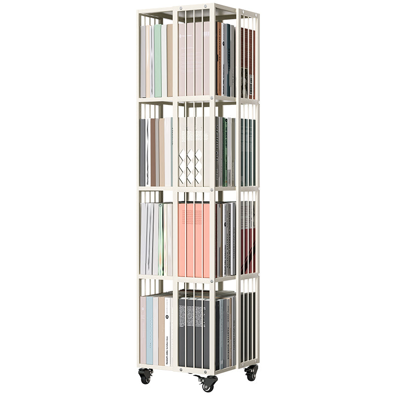 Modern Metal Bookshelf Pure White Standard Open Shelf Vertical Bookcase