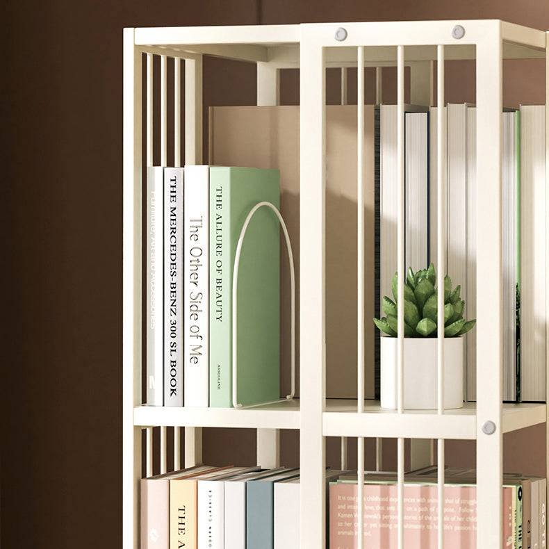 Modern Metal Bookshelf Pure White Standard Open Shelf Vertical Bookcase