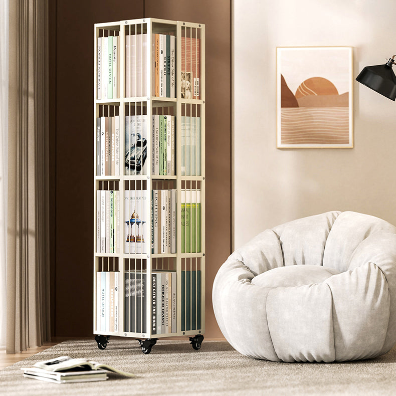 Modern Metal Bookshelf Pure White Standard Open Shelf Vertical Bookcase
