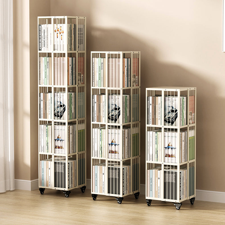 Modern Metal Bookshelf Pure White Standard Open Shelf Vertical Bookcase