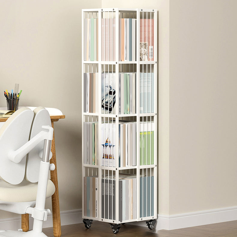 Modern Metal Bookshelf Pure White Standard Open Shelf Vertical Bookcase