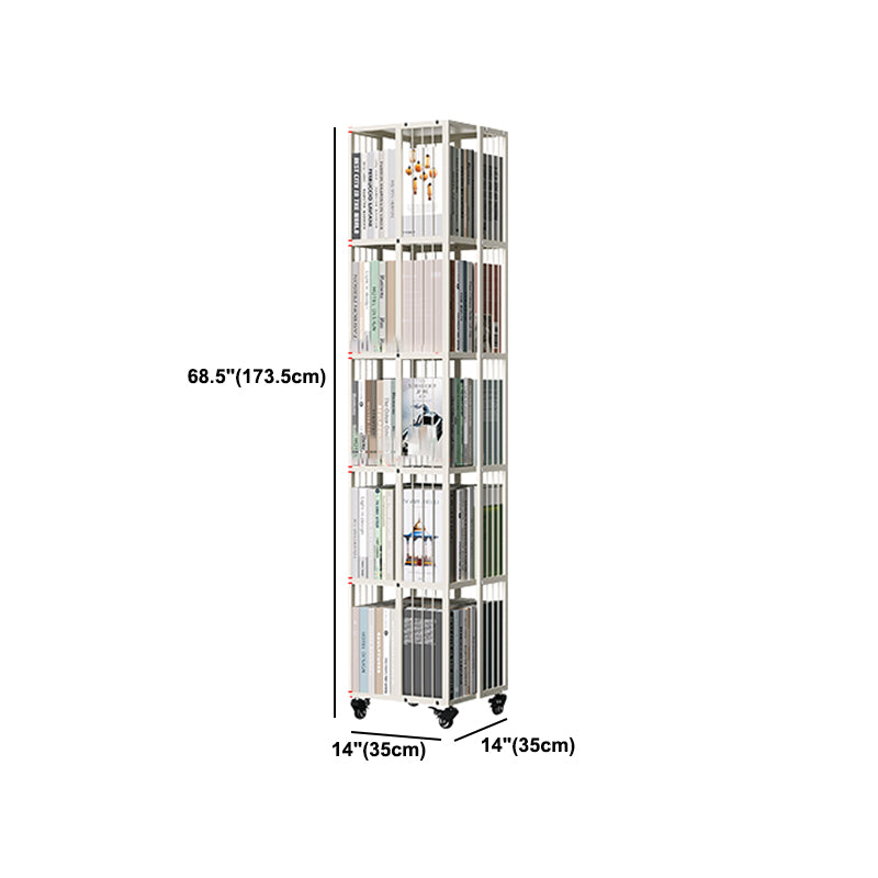 Modern Metal Bookshelf Pure White Standard Open Shelf Vertical Bookcase