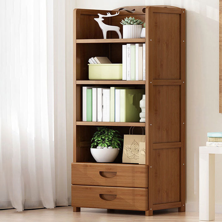 Contemporary Floor Closed Back Bookshelf Bamboo Home Shelf Bookcase