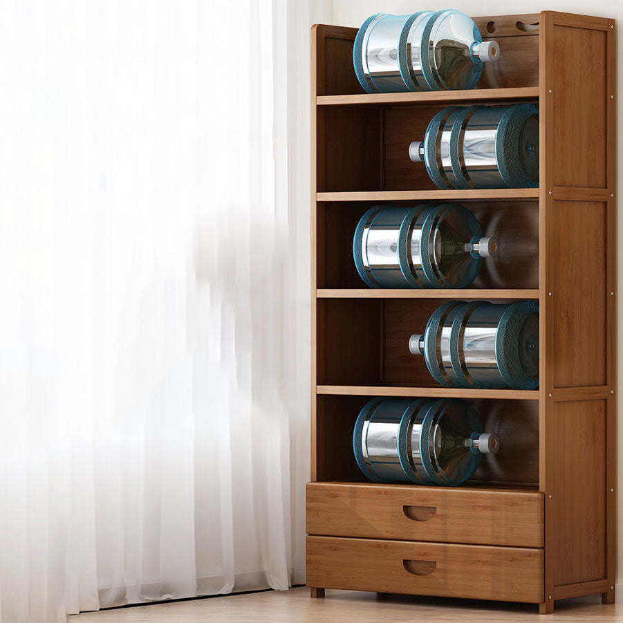 Contemporary Floor Closed Back Bookshelf Bamboo Home Shelf Bookcase