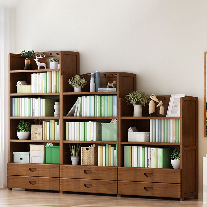 Contemporary Floor Closed Back Bookshelf Bamboo Home Shelf Bookcase