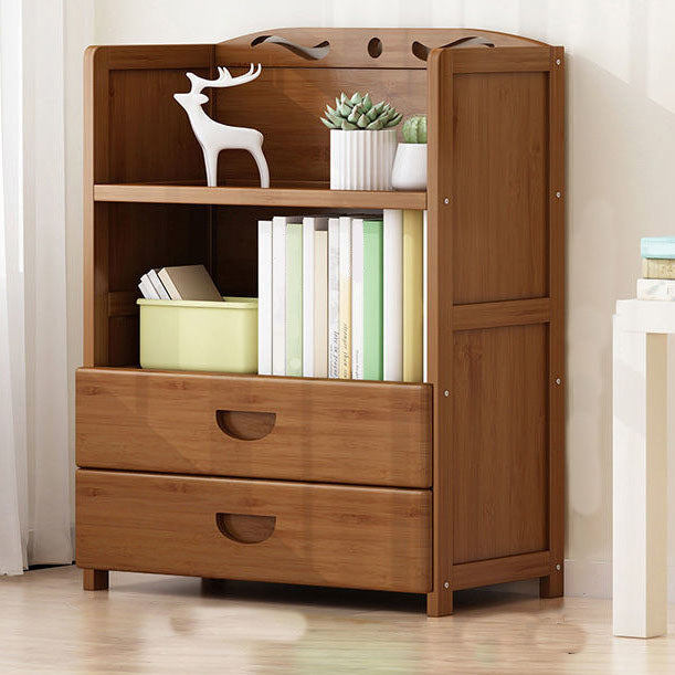 Contemporary Floor Closed Back Bookshelf Bamboo Home Shelf Bookcase