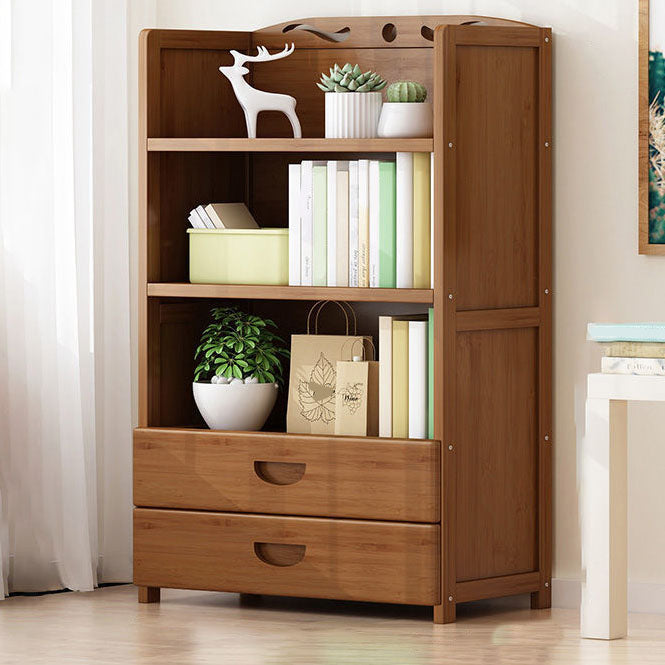 Contemporary Floor Closed Back Bookshelf Bamboo Home Shelf Bookcase