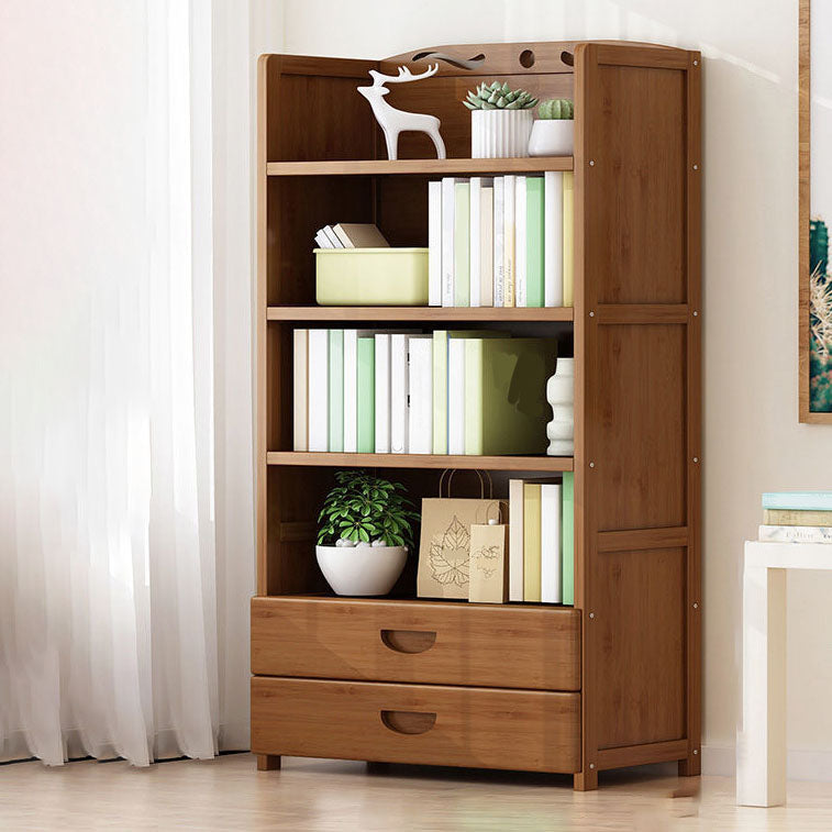 Contemporary Floor Closed Back Bookshelf Bamboo Home Shelf Bookcase