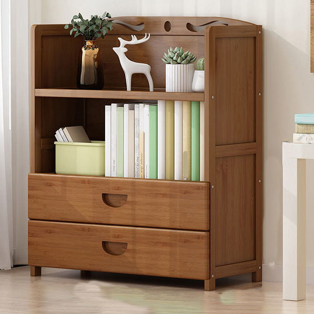 Contemporary Floor Closed Back Bookshelf Bamboo Home Shelf Bookcase