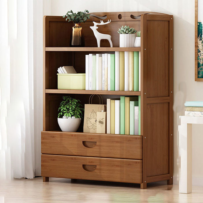 Contemporary Floor Closed Back Bookshelf Bamboo Home Shelf Bookcase