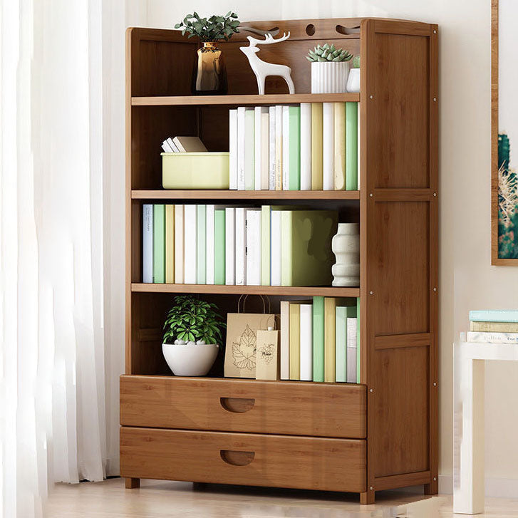 Contemporary Floor Closed Back Bookshelf Bamboo Home Shelf Bookcase
