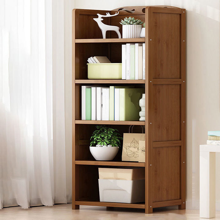 Contemporary Floor Closed Back Bookshelf Bamboo Home Shelf Bookcase