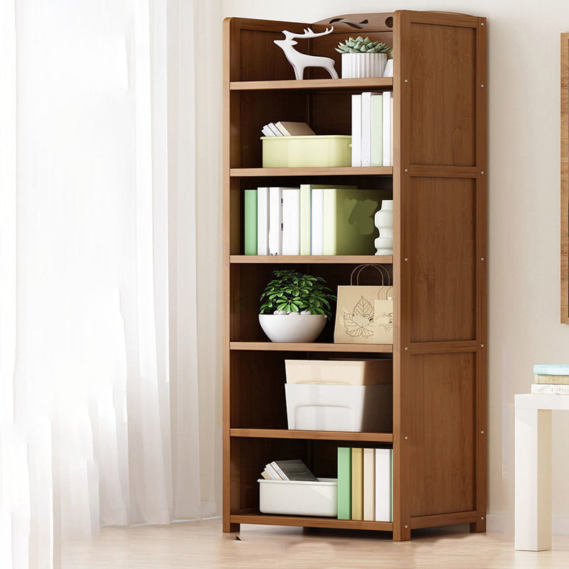 Contemporary Floor Closed Back Bookshelf Bamboo Home Shelf Bookcase