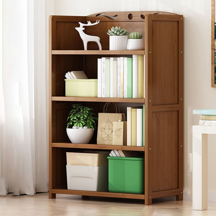 Contemporary Floor Closed Back Bookshelf Bamboo Home Shelf Bookcase