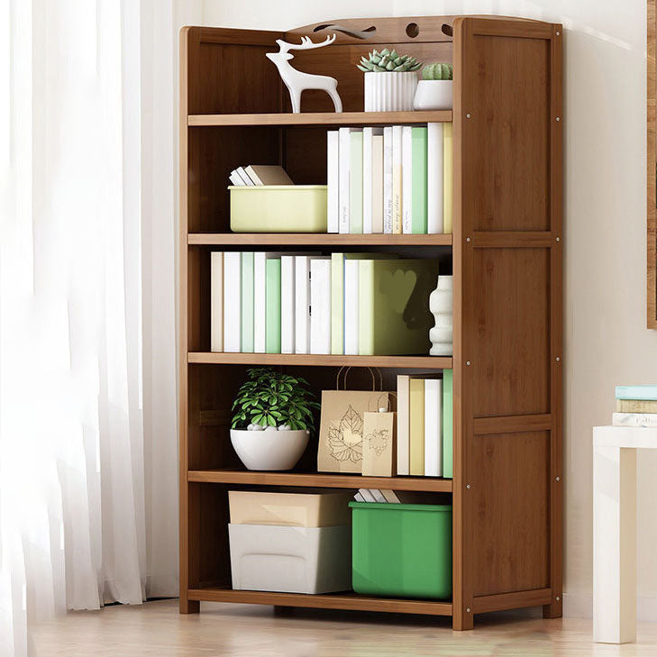 Contemporary Floor Closed Back Bookshelf Bamboo Home Shelf Bookcase