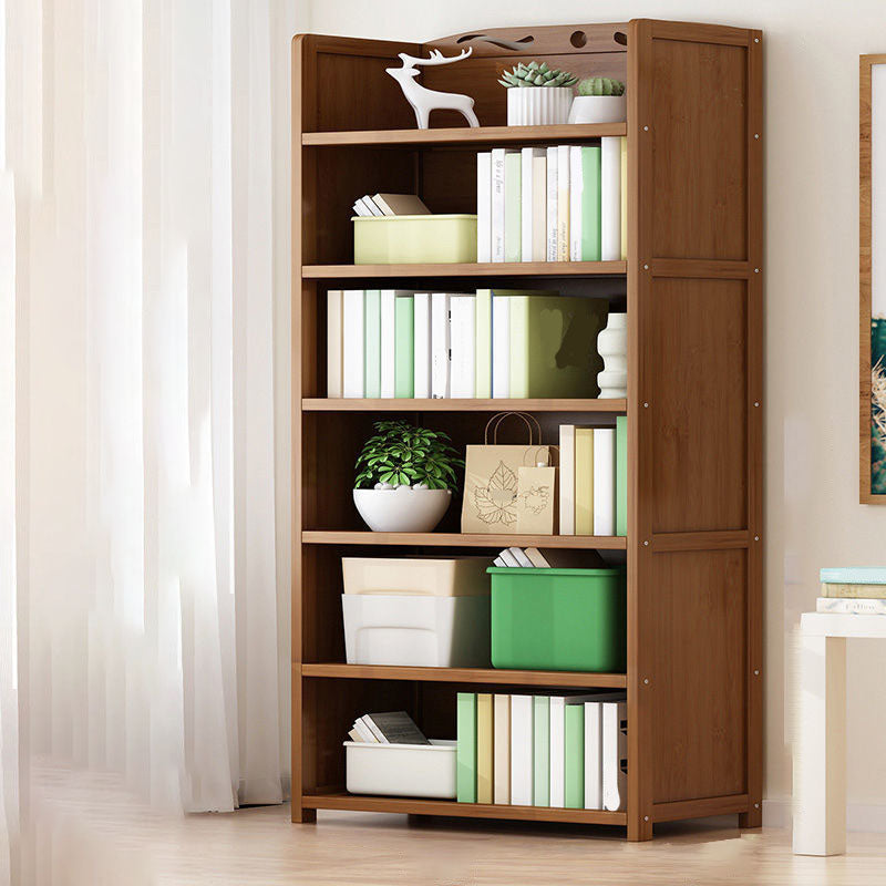 Contemporary Floor Closed Back Bookshelf Bamboo Home Shelf Bookcase