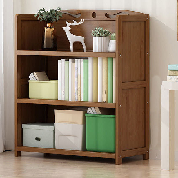Contemporary Floor Closed Back Bookshelf Bamboo Home Shelf Bookcase
