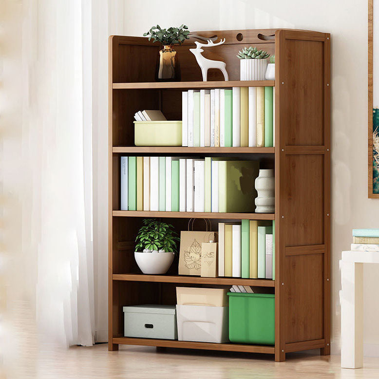 Contemporary Floor Closed Back Bookshelf Bamboo Home Shelf Bookcase