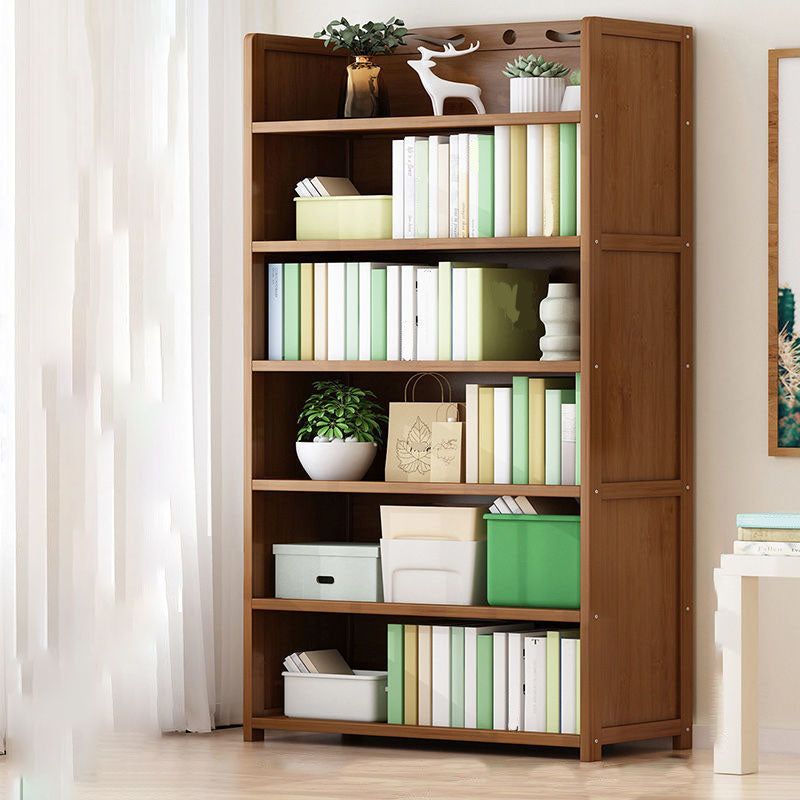 Contemporary Floor Closed Back Bookshelf Bamboo Home Shelf Bookcase