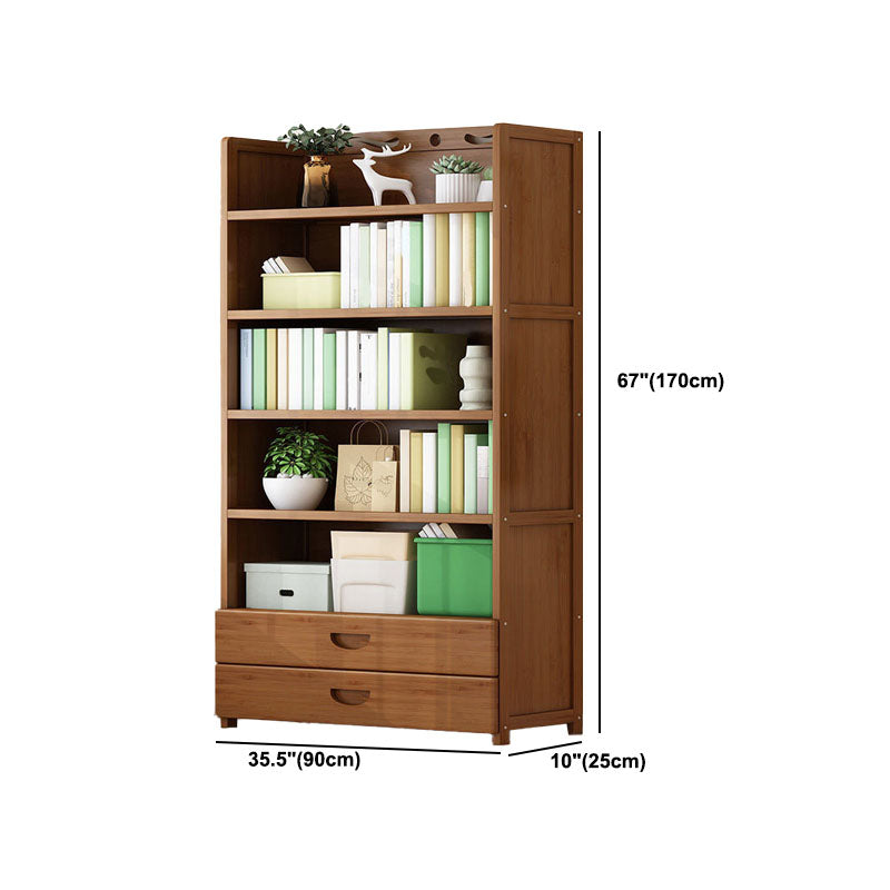 Contemporary Floor Closed Back Bookshelf Bamboo Home Shelf Bookcase