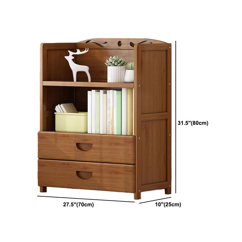 Contemporary Floor Closed Back Bookshelf Bamboo Home Shelf Bookcase