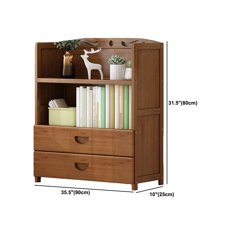Contemporary Floor Closed Back Bookshelf Bamboo Home Shelf Bookcase