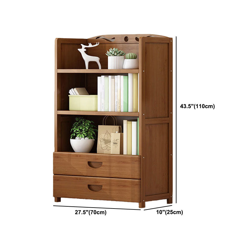 Contemporary Floor Closed Back Bookshelf Bamboo Home Shelf Bookcase