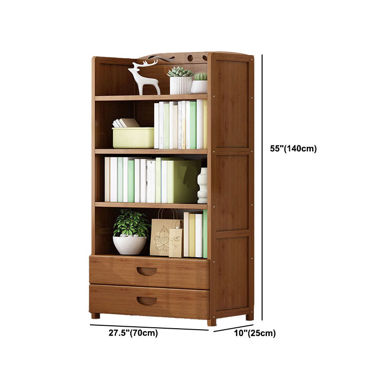 Contemporary Floor Closed Back Bookshelf Bamboo Home Shelf Bookcase
