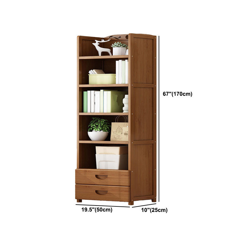 Contemporary Floor Closed Back Bookshelf Bamboo Home Shelf Bookcase