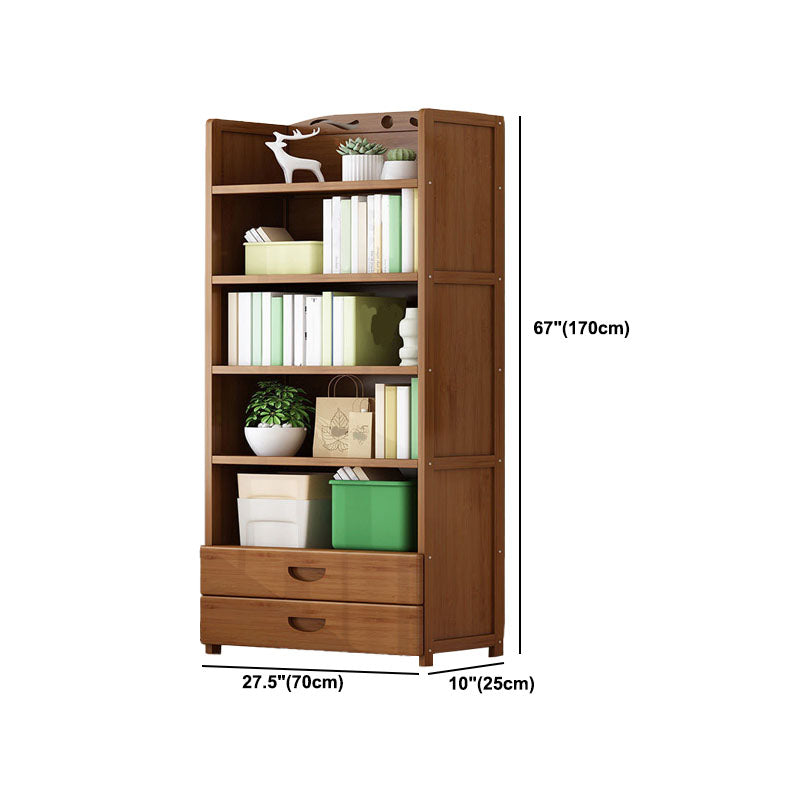 Contemporary Floor Closed Back Bookshelf Bamboo Home Shelf Bookcase
