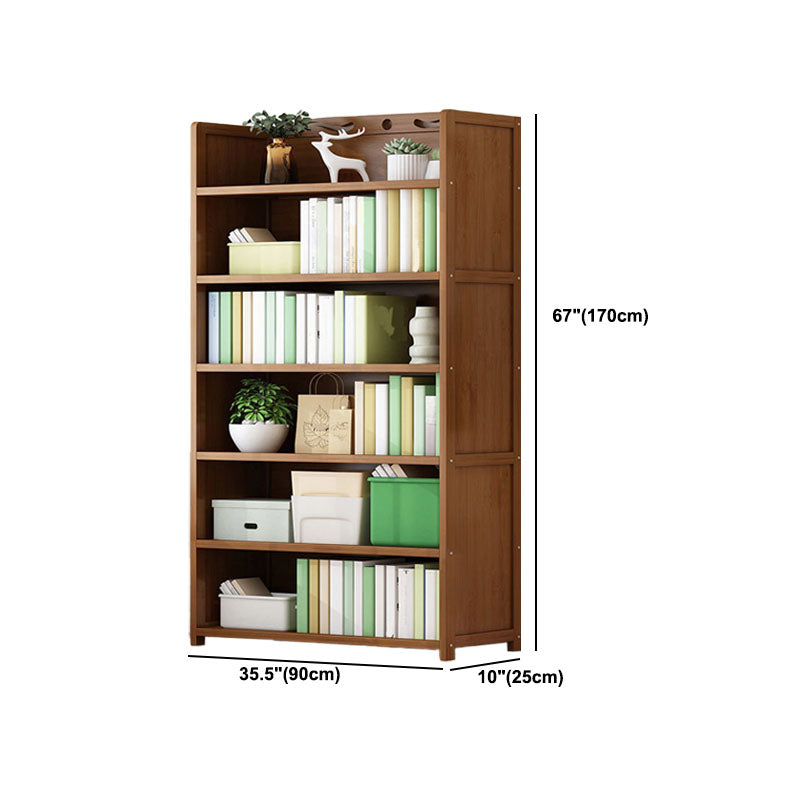 Contemporary Floor Closed Back Bookshelf Bamboo Home Shelf Bookcase