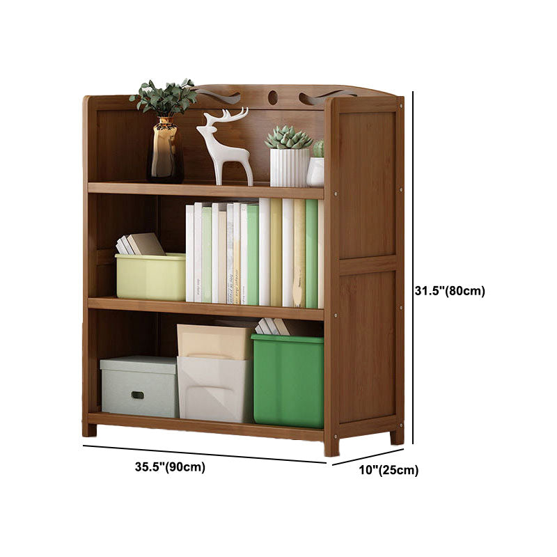 Contemporary Floor Closed Back Bookshelf Bamboo Home Shelf Bookcase