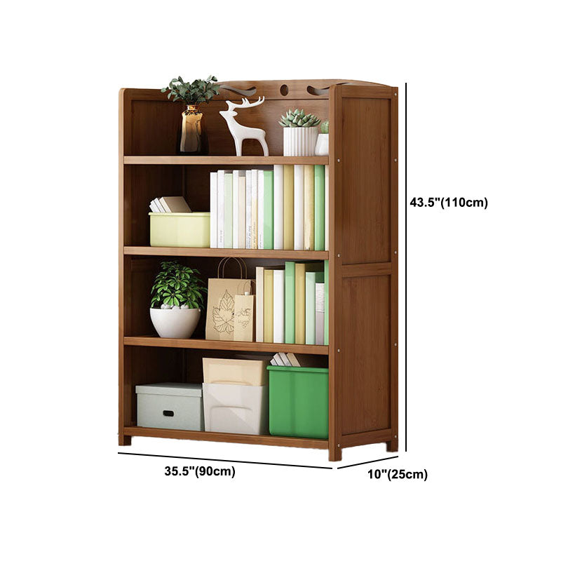 Contemporary Floor Closed Back Bookshelf Bamboo Home Shelf Bookcase