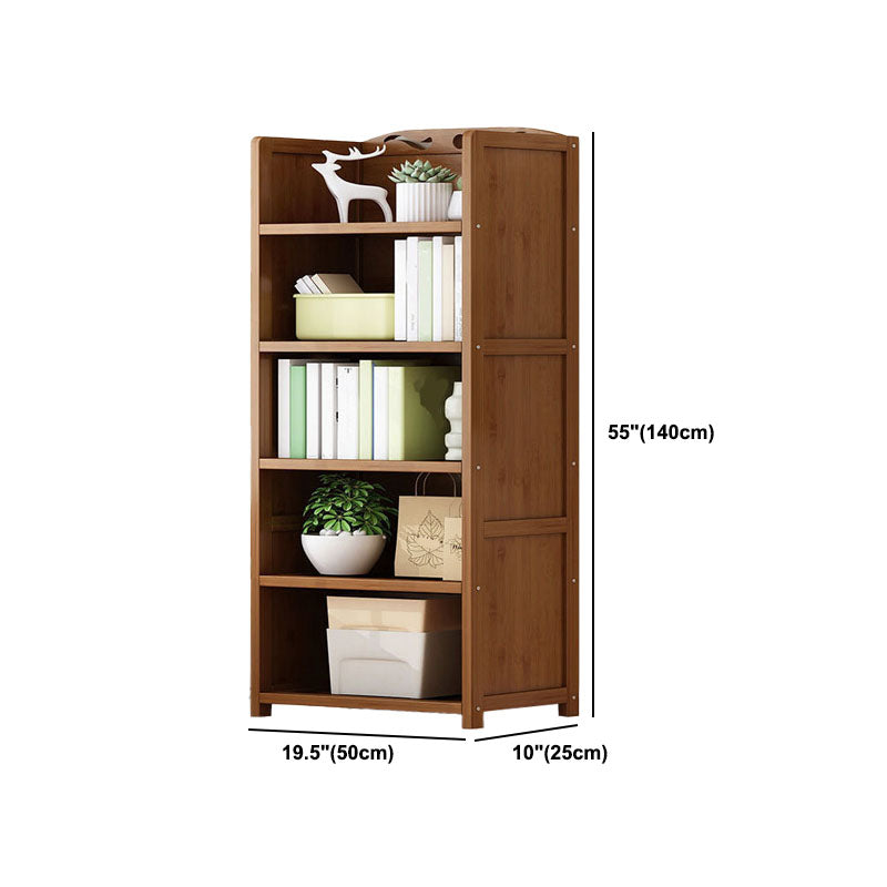 Contemporary Floor Closed Back Bookshelf Bamboo Home Shelf Bookcase