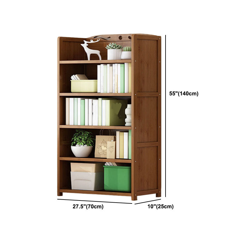 Contemporary Floor Closed Back Bookshelf Bamboo Home Shelf Bookcase