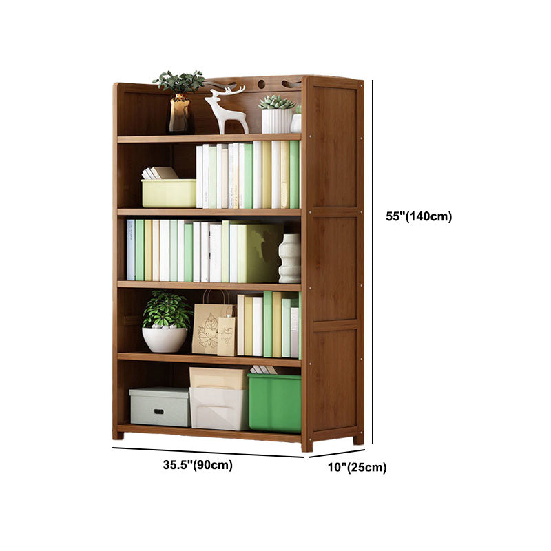 Contemporary Floor Closed Back Bookshelf Bamboo Home Shelf Bookcase
