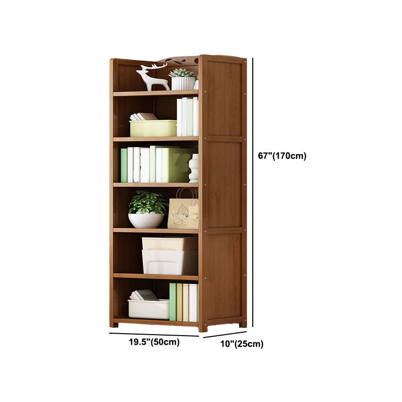 Contemporary Floor Closed Back Bookshelf Bamboo Home Shelf Bookcase