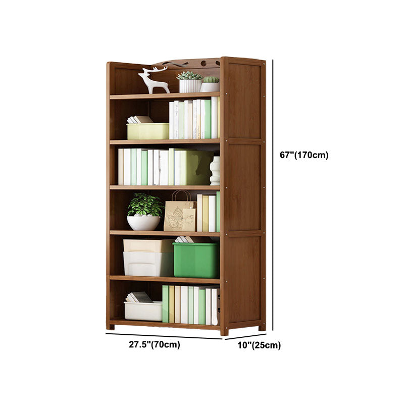 Contemporary Floor Closed Back Bookshelf Bamboo Home Shelf Bookcase