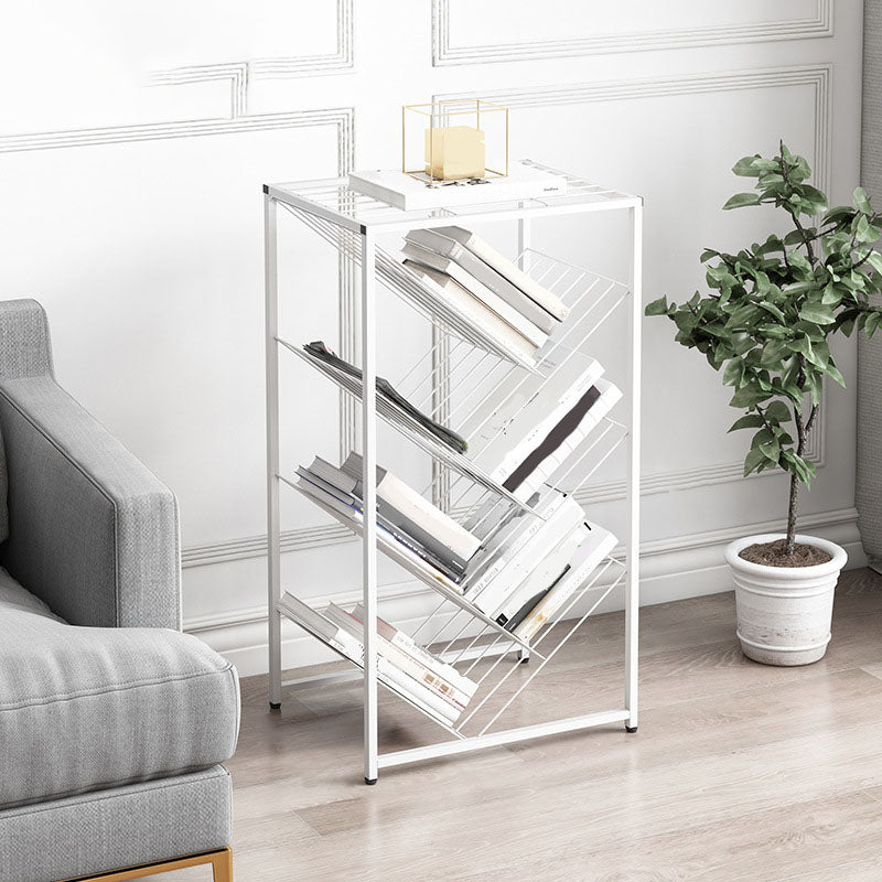 Modern Etagere Metal Bookcase White Vertical Shelf Bookcase for Study Room