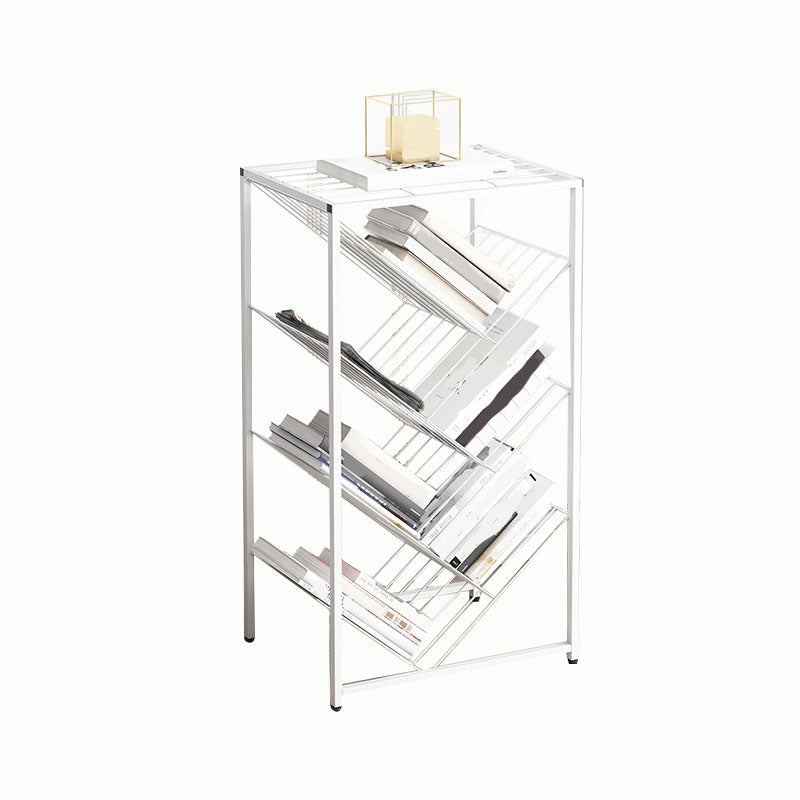 Modern Etagere Metal Bookcase White Vertical Shelf Bookcase for Study Room