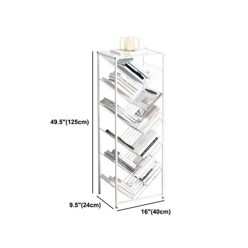 Modern Etagere Metal Bookcase White Vertical Shelf Bookcase for Study Room