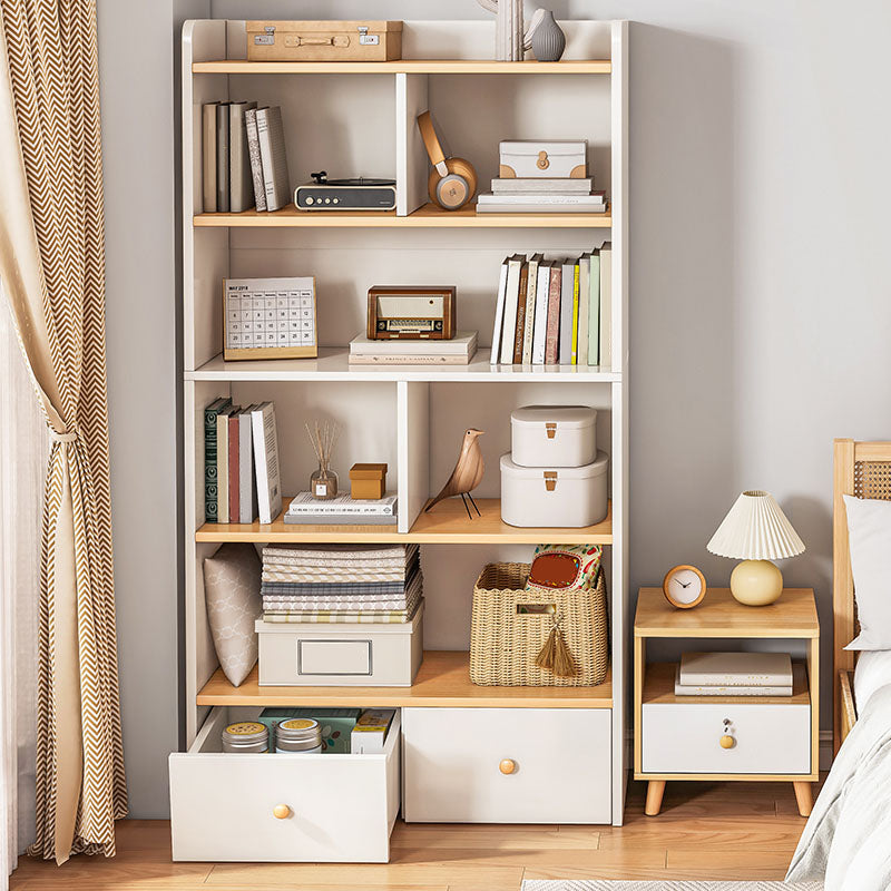 Modern Style Bookcase with Drawer Engineered Wood Shelf for Living Room