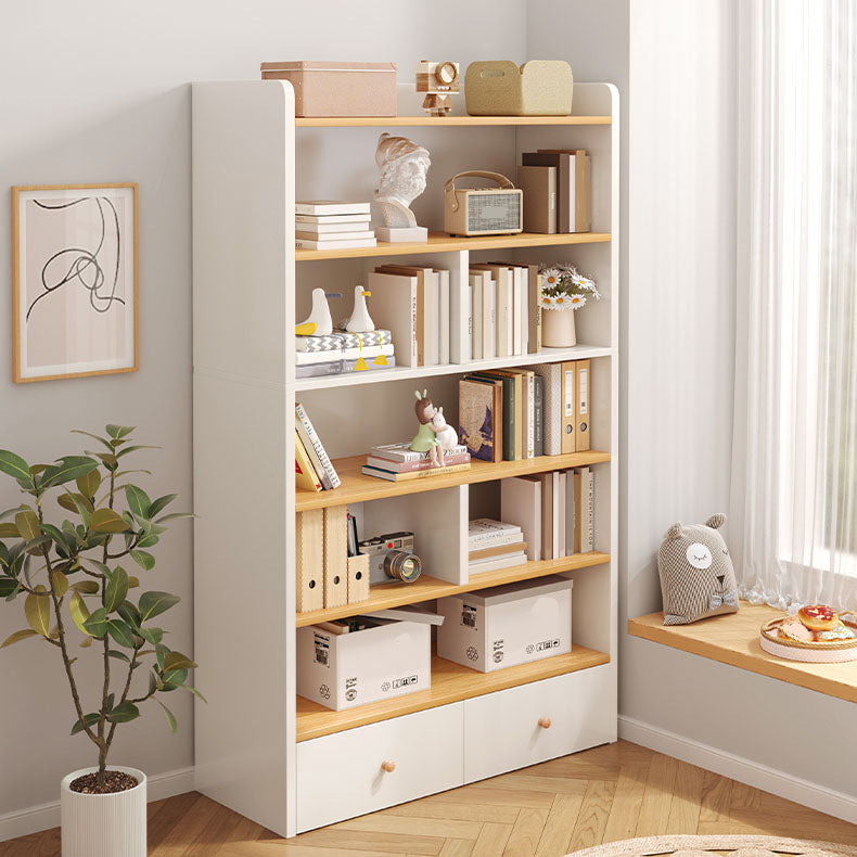 Modern Style Bookcase with Drawer Engineered Wood Shelf for Living Room