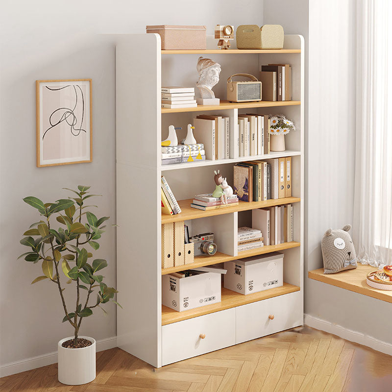 Modern Style Bookcase with Drawer Engineered Wood Shelf for Living Room