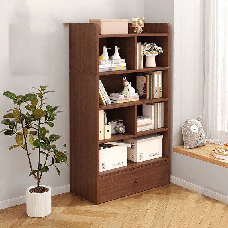 Modern Style Bookcase with Drawer Engineered Wood Shelf for Living Room