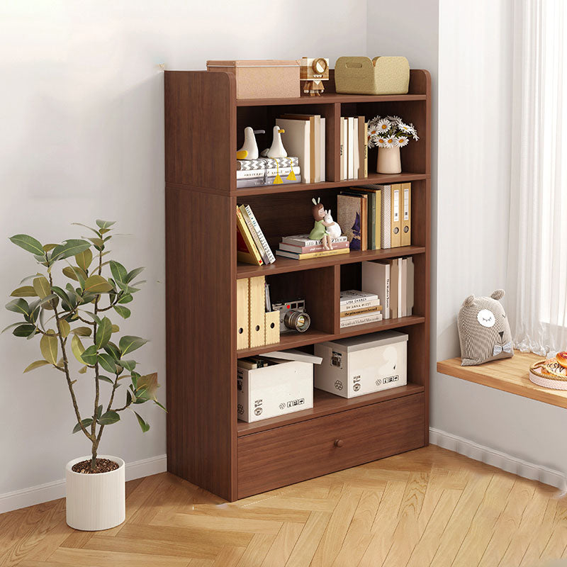 Modern Style Bookcase with Drawer Engineered Wood Shelf for Living Room